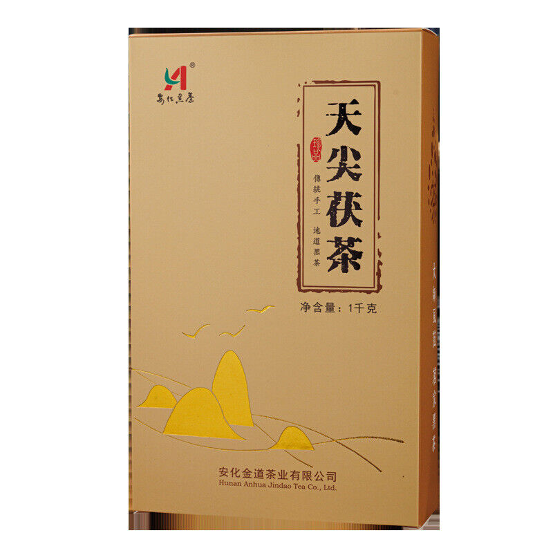 1kg Hunan Anhua Black Tea Authentic Gold Flower Por Brick Tea Hand-built Por Tea