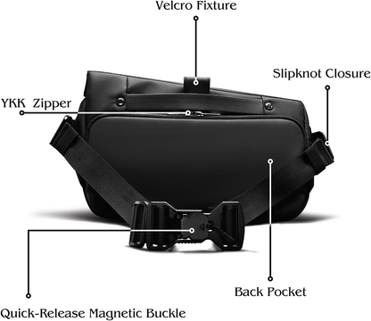 NIID-R1 Mens Large Sling Bag Anti-Theft Waterproof Single Meteorite Black