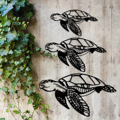 1pc Metal Sea Turtle Ornament, Beach Theme Decor, Art Decoration, Wall Hanging