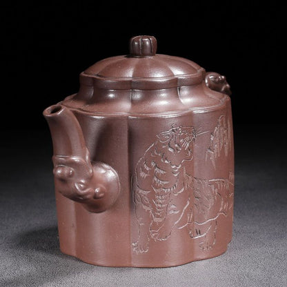 Vintage Chinese Yixing Purple Clay Teapot Zisha Ceramic Tiger Teaware Collection