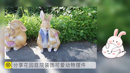 Rabbit Statue Resin Crafts Creative Home Garden Decoration Living Room Ornaments