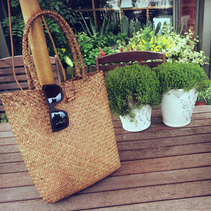 Womens Lady Beach Bag Straw Large Woven Handbag Casual Flower Tote Shopper Bag