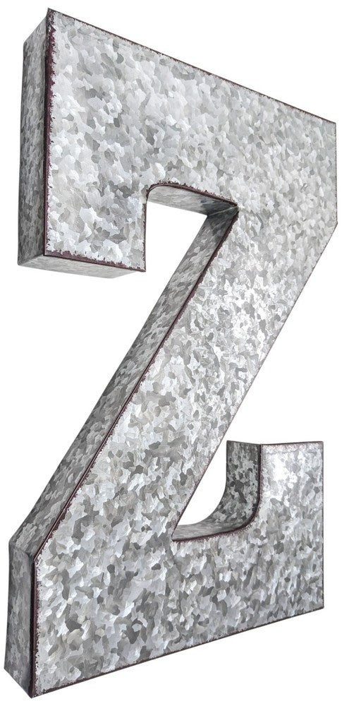 Huge 20" Metal Letter Hanging Wall Décor, Galvanized Metal with Rusted Edges