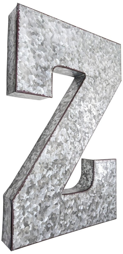 Huge 20" Metal Letter Hanging Wall Décor, Galvanized Metal with Rusted Edges