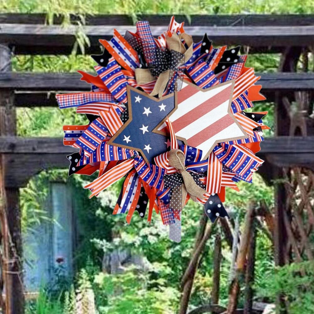 Fourth Of July Door Wreath Decorative Large Hanging For Outside Porch Wall Decor