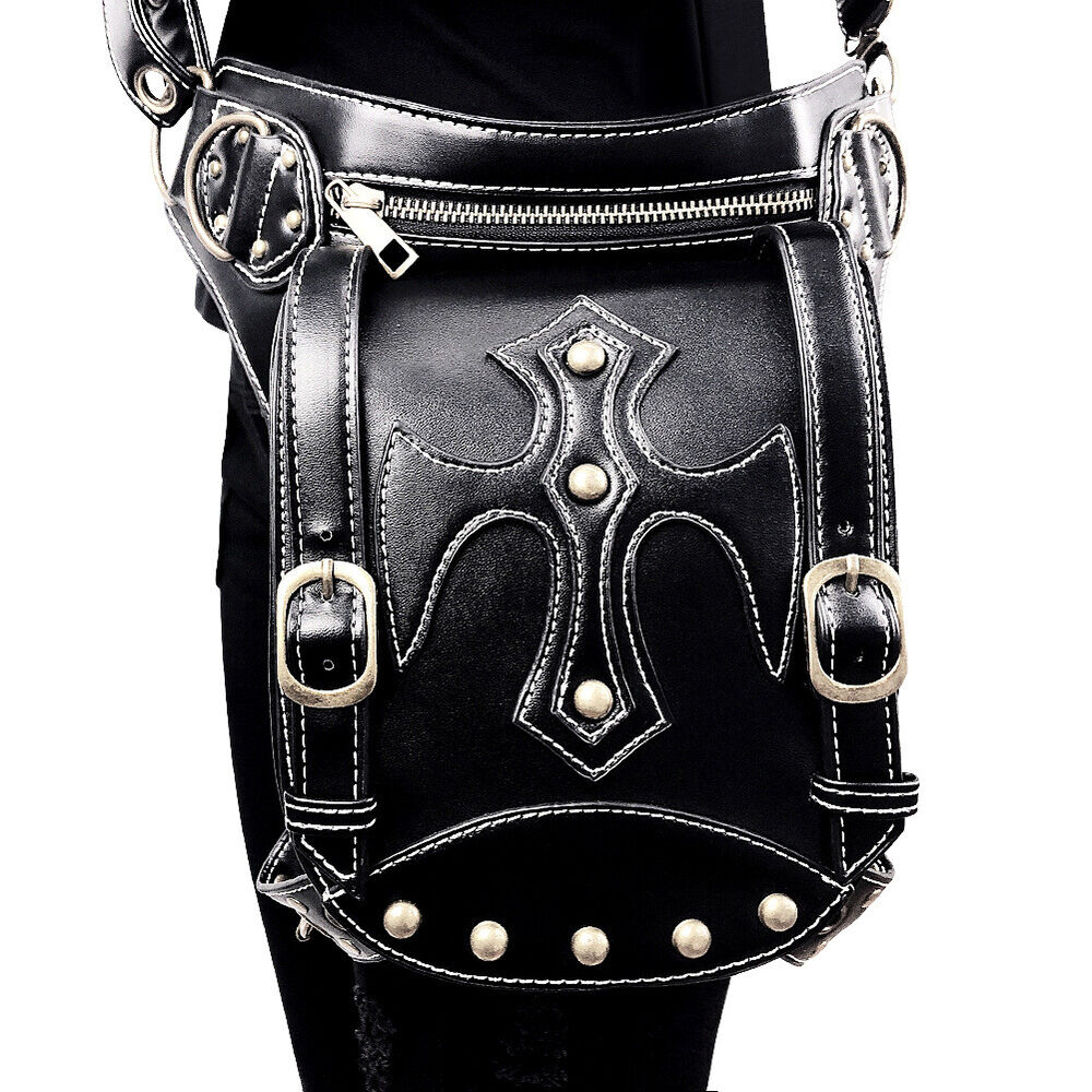 Lady's Leather Leg Drop Belt Bag Punk Rock Motorcycle Thigh Hip Waist Fanny Pack