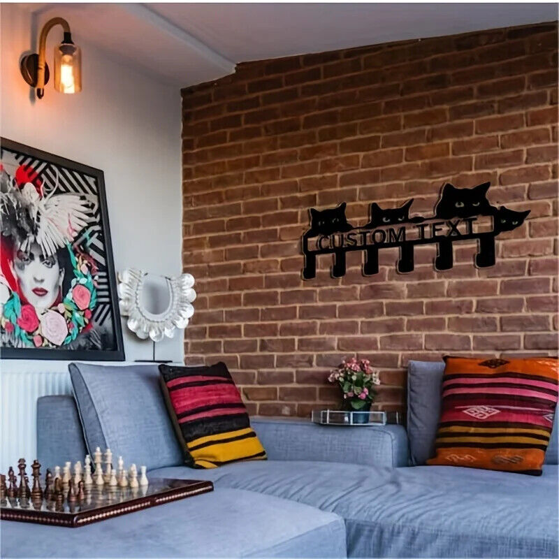 1pc Black Cat Key Holder with 6 Hooks - Stylish Wall Mounted Entryway Coat Rack