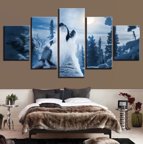 5Pcs Wall Art Canvas Painting Picture Home Decor Modern Abstract Poster Wolf