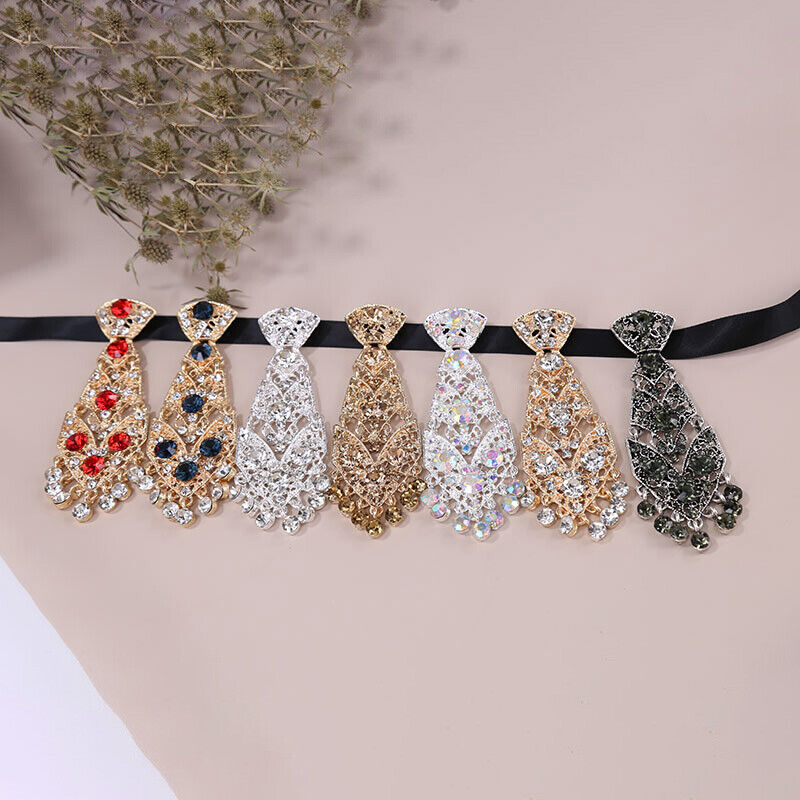 Men's Metal Gold Silver Diamond Bow Tie Pre Tied Shiny Wedding Party Show Tie