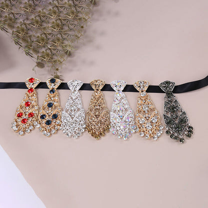 Men's Metal Gold Silver Diamond Bow Tie Pre Tied Shiny Wedding Party Show Tie