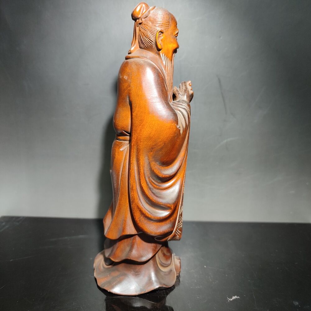 Boxwood Wooden Ornament Confucius statue carving home decor figurines desk art