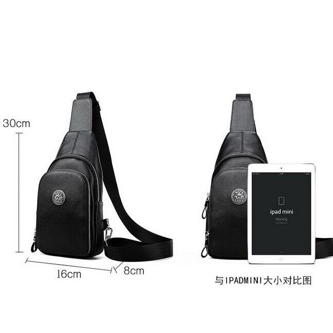 100% Genuine Leather Crossbody Bag Chest Bag Hiking Sling Backpack Shoulder Bag