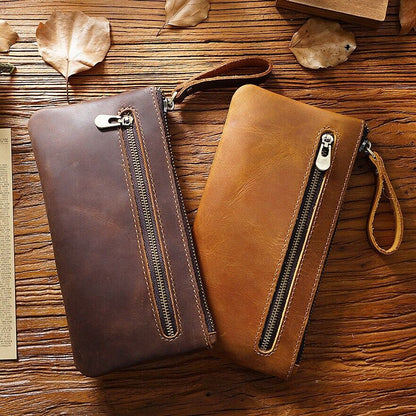 Handmade Cowhide Leather Fountain Pen Case, Pencil Case Stationery Storage Bag