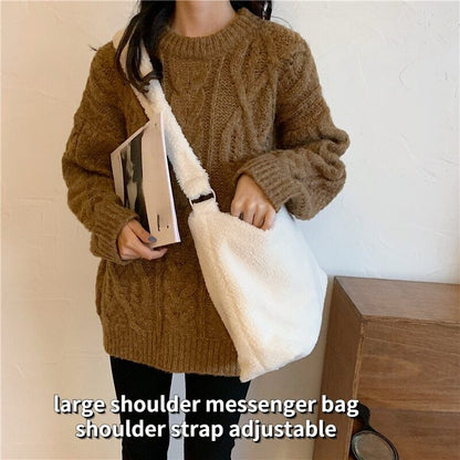 Winter Lamb Faux Fur Ladies Shoulder Bag Soft Plush Women Bags Female Tote