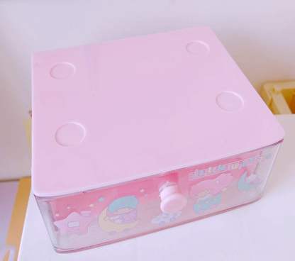 Cute Women Kids Gril 3 Layers Desk Jewelry Box Cosmetic Case Stationery Clip Box
