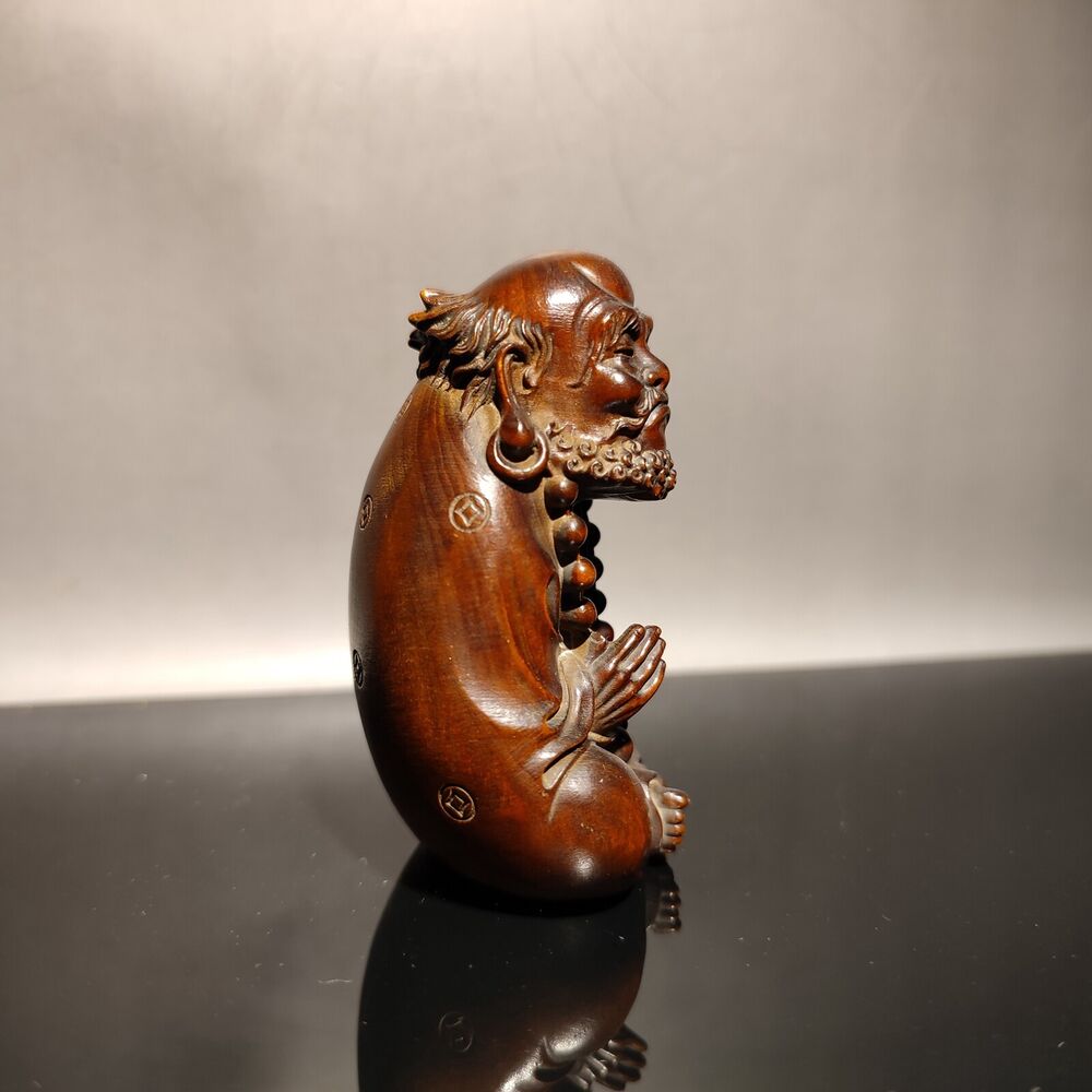 vintage wooden ornaments carved miniature small Boxwood Xmas gift buddha figure