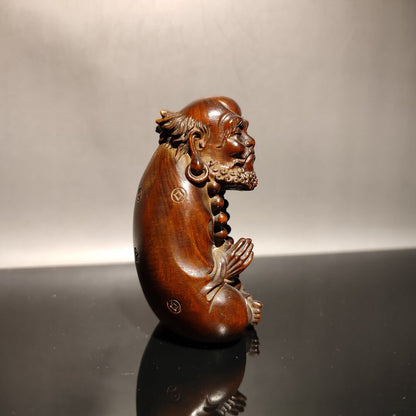vintage wooden ornaments carved miniature small Boxwood Xmas gift buddha figure
