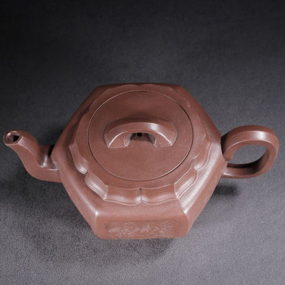Vintage Chinese Yixing Purple Clay Teapot Zisha Ceramic Carved Landscape Tea Set