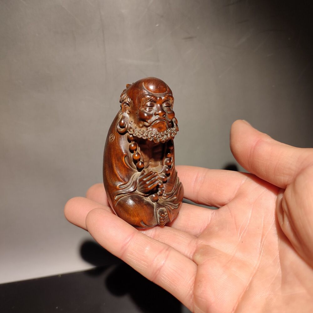 vintage wooden ornaments carved miniature small Boxwood Xmas gift buddha figure