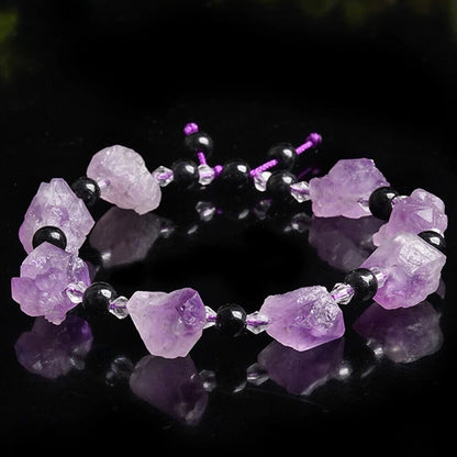 Women Bracelets Natural Amethyst Irregular Healing Stone Crystal Necklace Charms