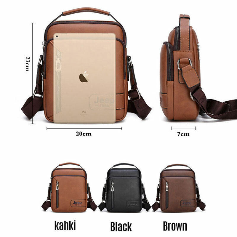 Men Crossbody Bag Multi-function Shoulder Bags Large Capacity Split Leather Bag