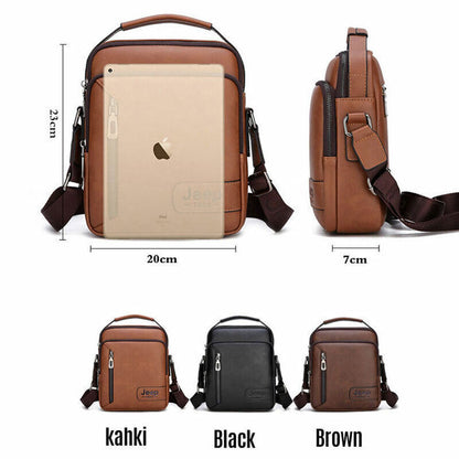 Men Crossbody Bag Multi-function Shoulder Bags Large Capacity Split Leather Bag