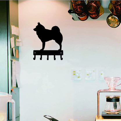 Norwegian Elkhound Dog - Key Hooks & Keychain Holder -6 inch Wide Metal Wall Art