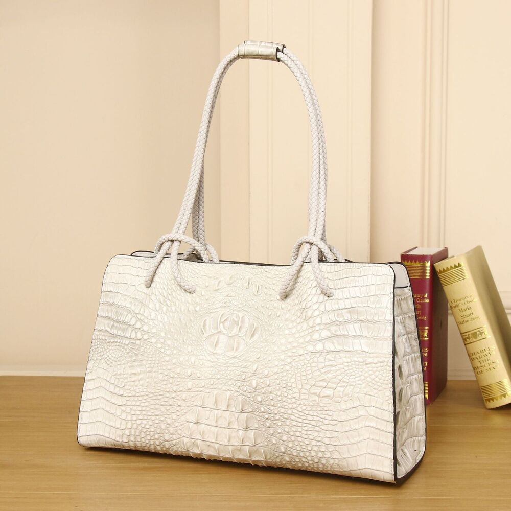 Top Cow Leather Women's luxury Handbag, Crocodile Print Shoulder Underarm Bag