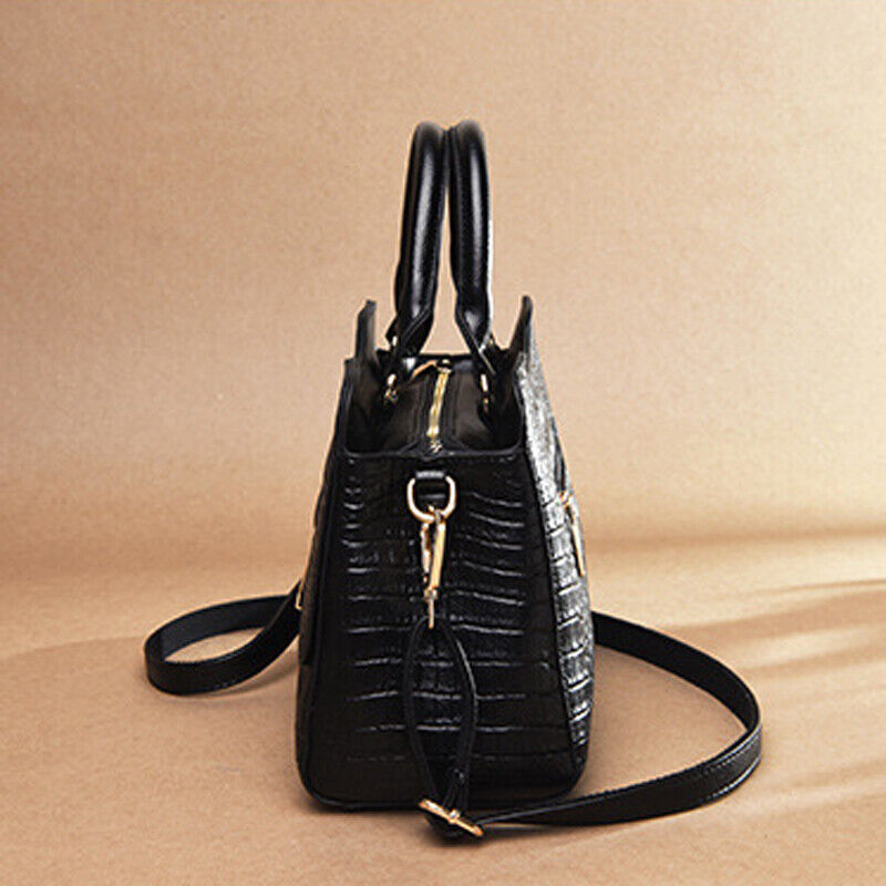 Women's Leather Crocodile Embossed Handbag Satchel Tote CrossBody Shoulder Bag