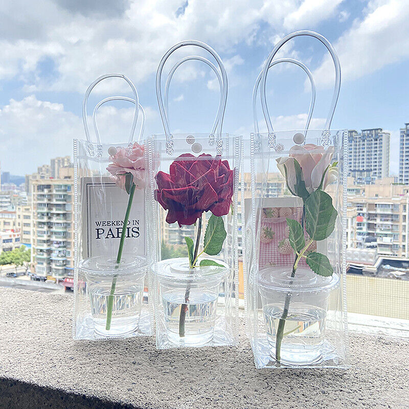 PVC Flower Bag Stall Flower Bag Transparent Tote Bag DIY Single Flower Packaging