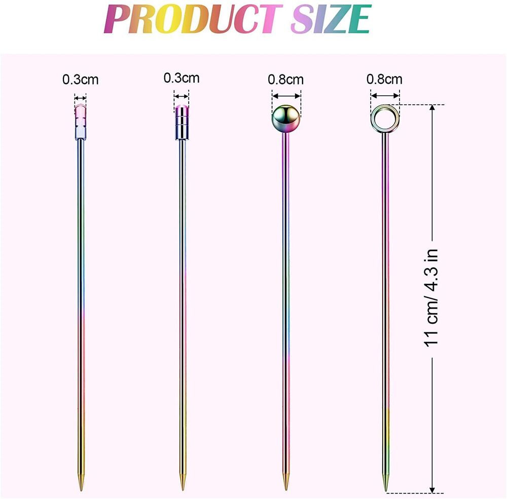 Cocktail Picks Fruit Sticks Bar Tool Drink Stirring Martini Accessory 11cm Metal