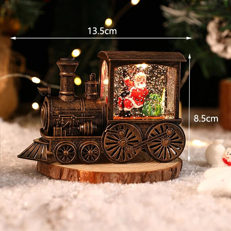 Christmas Ornaments Santa Claus Snowman Train Crystal Ball Table Music Box Decor