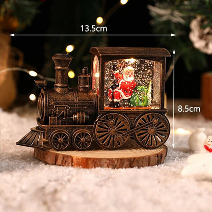 Christmas Ornaments Santa Claus Snowman Train Crystal Ball Table Music Box Decor