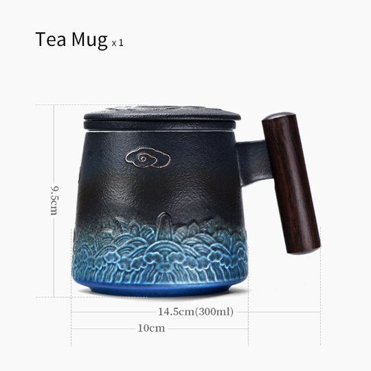 Lucky Cloud and Sea Ceramic Tea Cup with Infuser 300 ml