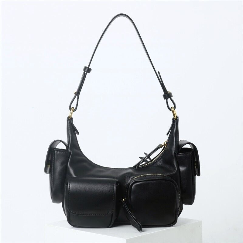 Small Real Leather Shoulder Bag Purse Handbag Hobo Crossbody w/ Lots of Pockets