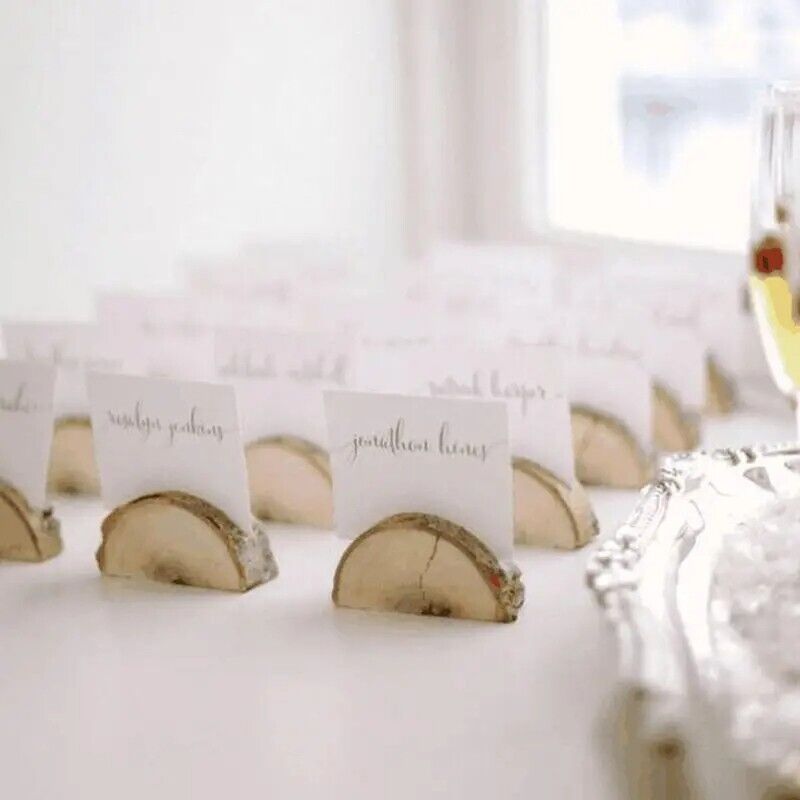 Name Card Place Holder 10Pcs Rustic Wood Table Memo Number Note Clip 5.5x3x2.8cm
