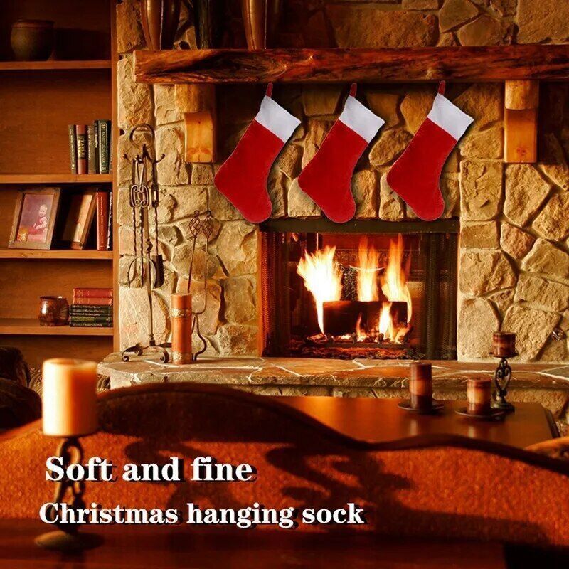 10PCS Red Christmas Stockings Christmas Holder Socks Home Gift Bags Holiday