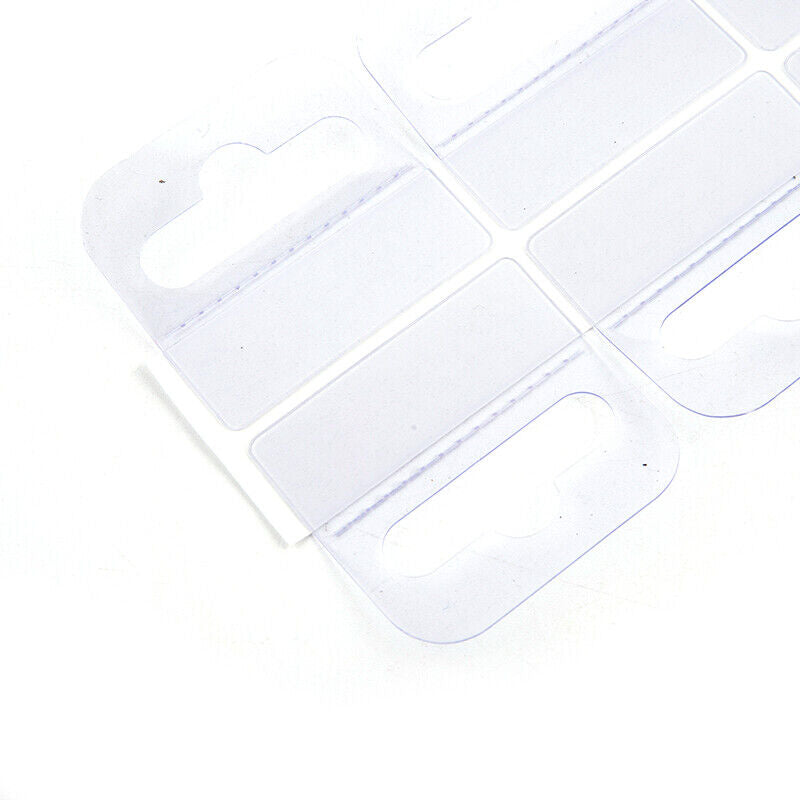 100pcs PVC Slot Hole Adhesive Hang Tabs Tag Merchandise Box Bag Peghooks DisY~gw