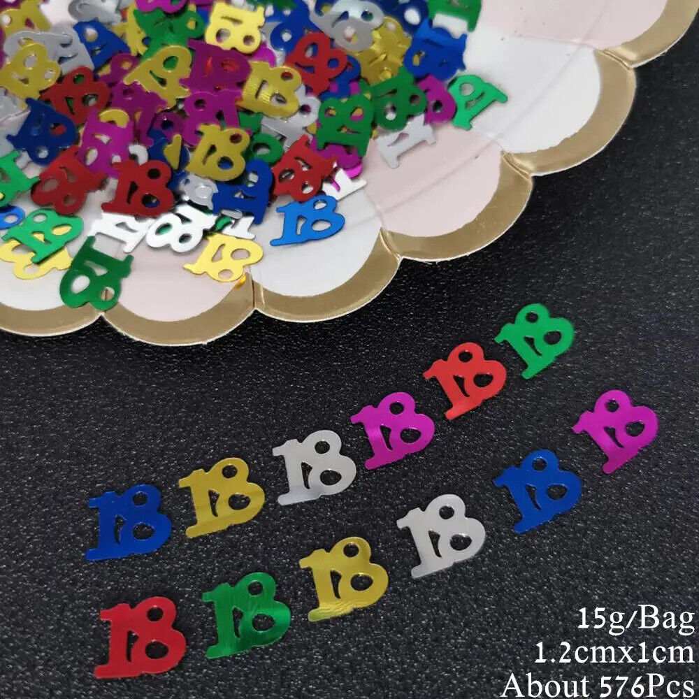 Number 18 Confetti 15g PVC Sequin Birthday Party Anniversary Event Balloon Decor