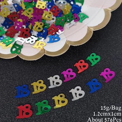Number 18 Confetti 15g PVC Sequin Birthday Party Anniversary Event Balloon Decor