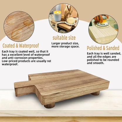 Handmade Wooden Tray Bathroom & Kitchen Decoration for Soap Bottles Holder 2 Pcs