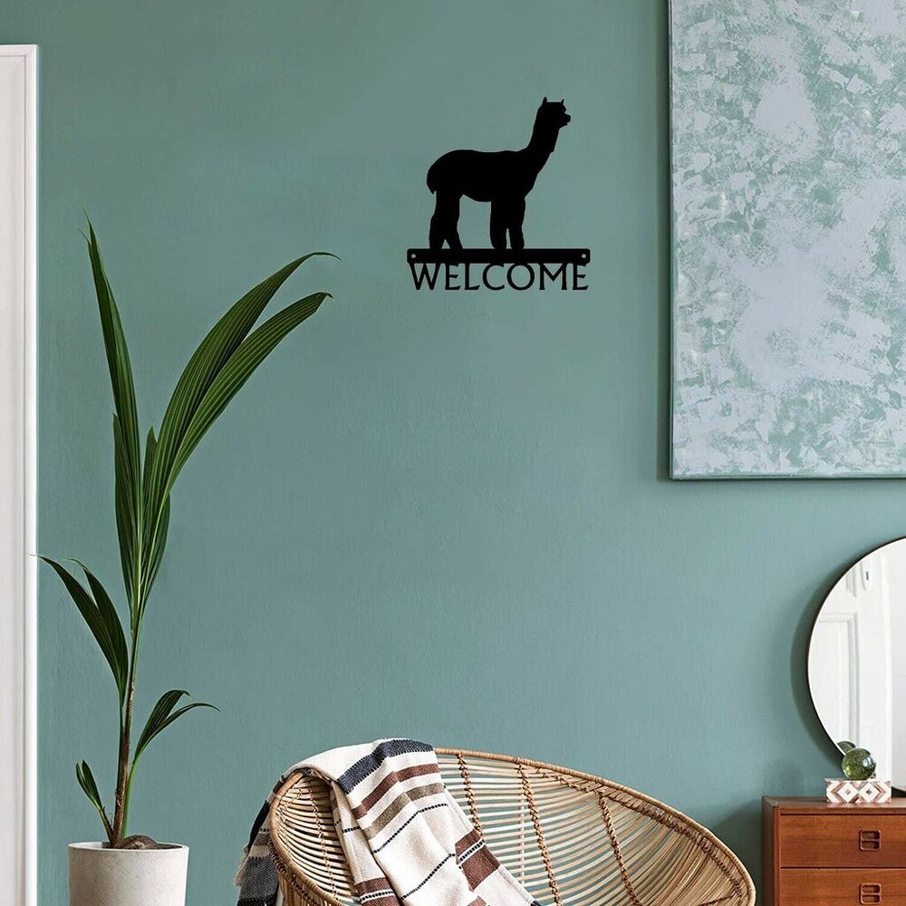 Alpaca Welcome Sign Pretty Artwork Wall Stickers Shape Decoration Pretty Artwork