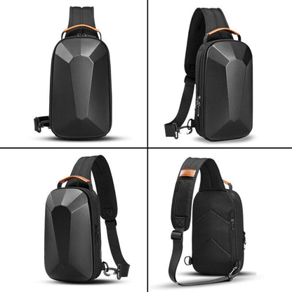 OZUKO New Hard Shell Crossbody Bag, Outdoor Men's Bag Sling Backpack Charg USB