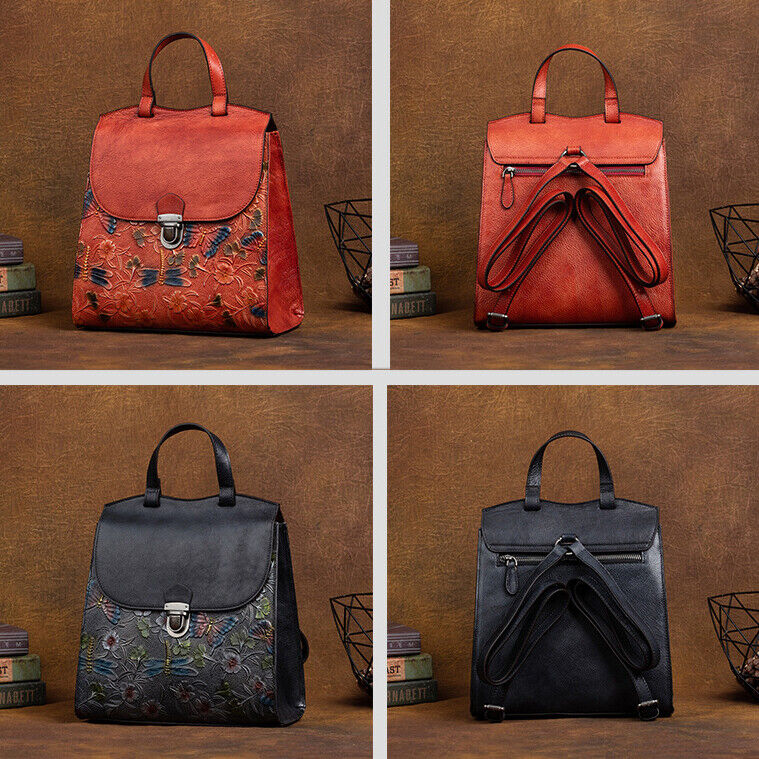 Desinger Backpack, Top Cowhide Leather Women's embossed Shoulder Bag