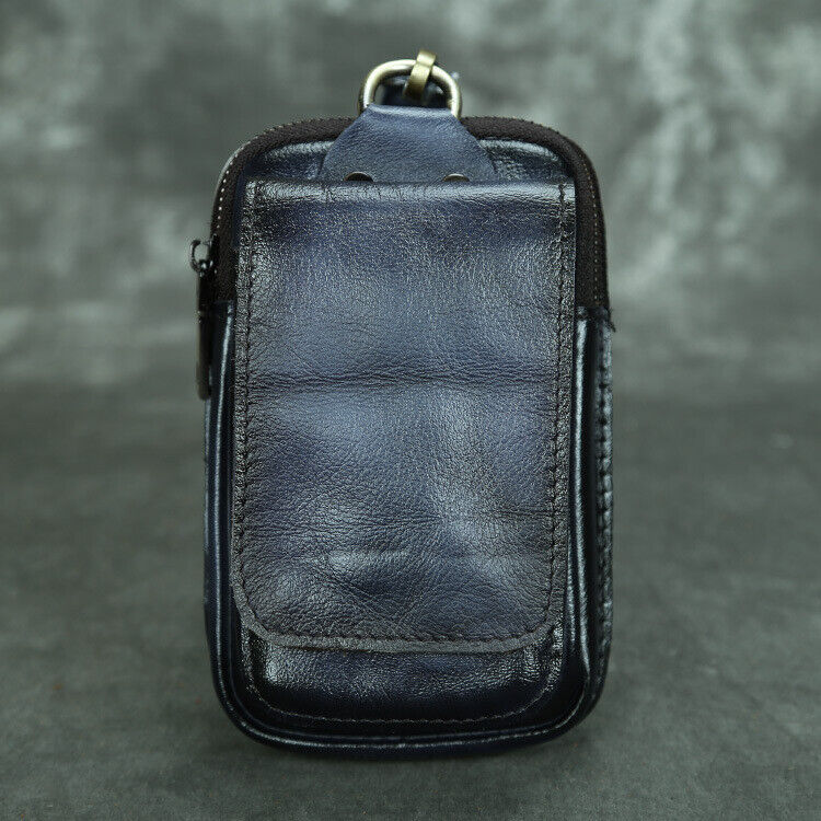 Brushed Color Men's Design Leather Small Waist Bag Fashion Hook Fanny Belt Pack