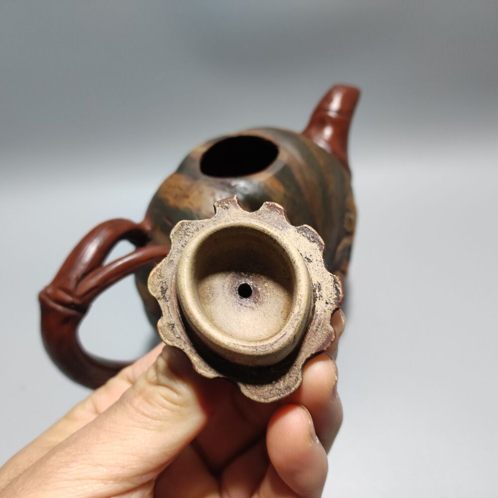 Vintage Chinese Yixing Purple Clay Teapot Zisha Ceramic Pumpkin Teaware Collect