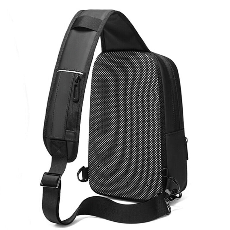 Men's Sling Backpack Oxford cloth Waterproof Crossbody Bag USB Port Sport Bags