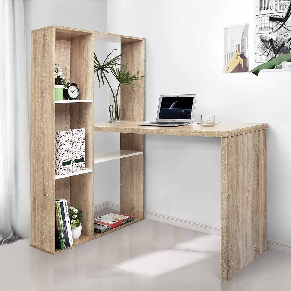 47.2W X 19.7D 29.5-54.3H 2 in 1 computer desk L-shape Desktop with shelves