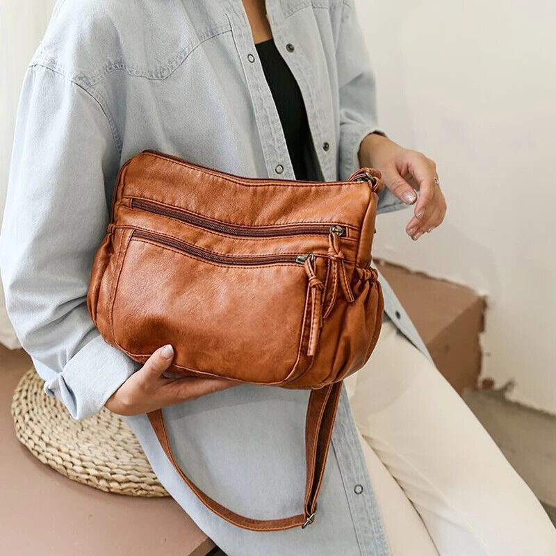 Washed PU Leather Women's Bag Shoulder Straddle Bags Holders