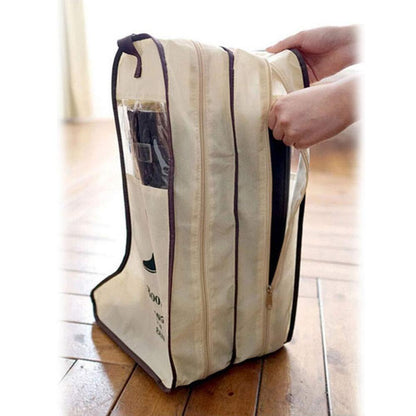 Portable Tall Boots Storage Bags|2 Packs Dust-proof Boot Carry Bag Beige
